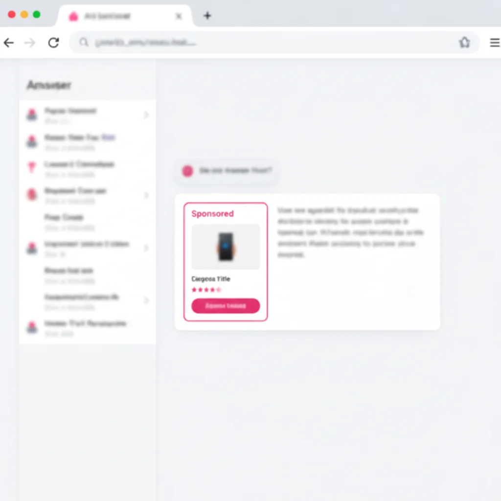 ChatGPT advertising campaign interface with sponsored placement and metrics