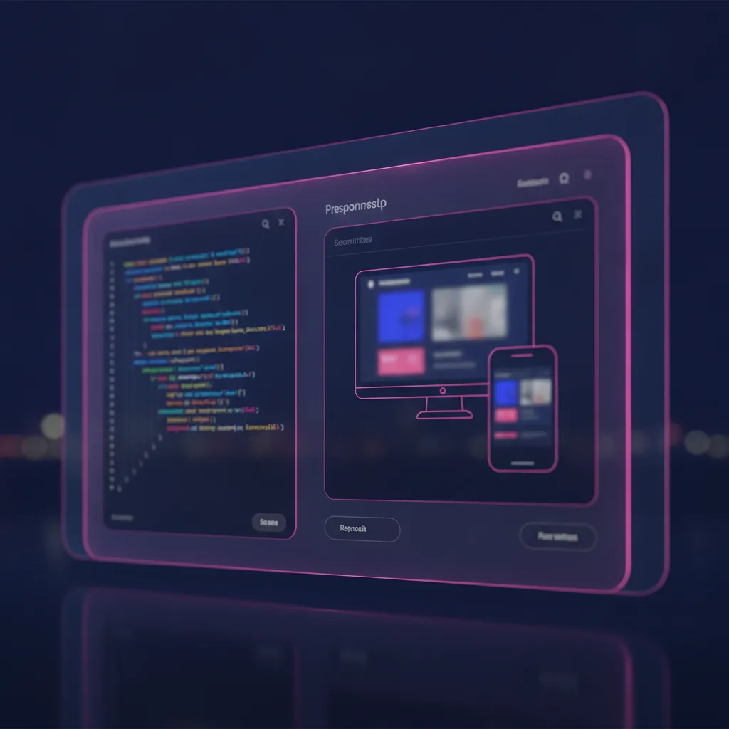 Modern web development interface with responsive previews